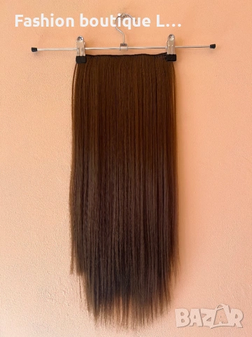 Кестенява треса екстеншън 100 гр. с дължина 60 см. ширина 25 см. 5 щипки може да се къдри и изправя
