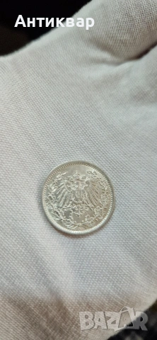 Сребърна 1/2 марка Германия 1916, снимка 2 - Нумизматика и бонистика - 54200332