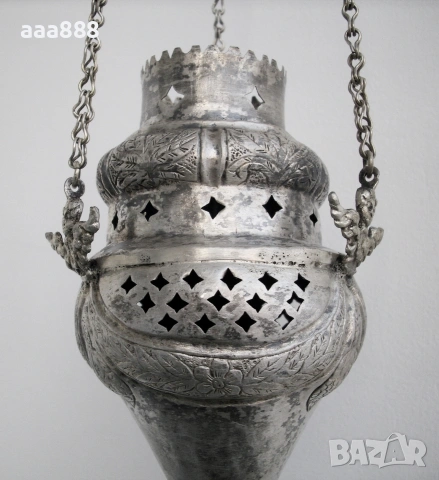 Старинно кандило сребро 19 век , снимка 2 - Антикварни и старинни предмети - 55070348
