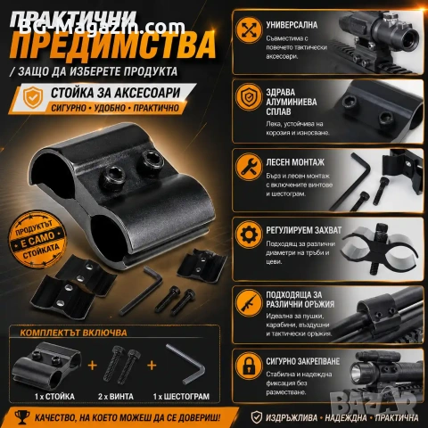 Универсална стойка R1 за монтаж на аксесоари върху оръжие пушка въздишна ловна фенер лазер бързомер, снимка 4 - Оборудване и аксесоари за оръжия - 51092070