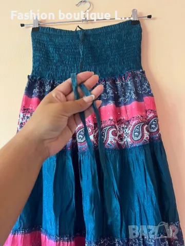 2.5 евро ефирна рокля в тъмно тюркоазен цвят с ластик на бюста 👗, снимка 6 - Рокли - 55365216
