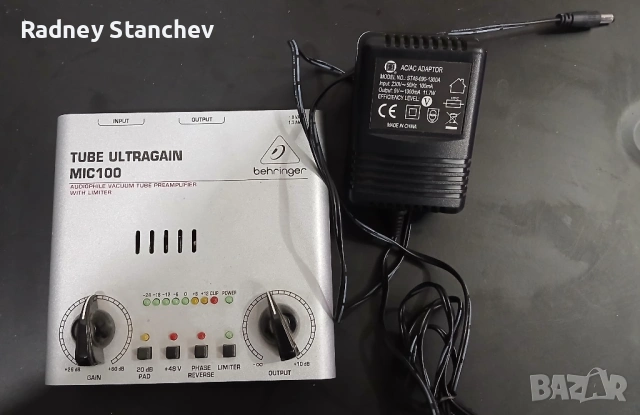 Behringer Tube Ultragain 100 микрофонен предусилвател, снимка 2 - Ресийвъри, усилватели, смесителни пултове - 54677474