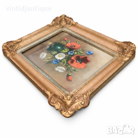 Натюрморт с букет от анемон, снимка 2 - Картини - 54159333