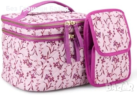 Нов Дамски козметичен несесер с отделение за четки и джобове за пътуване