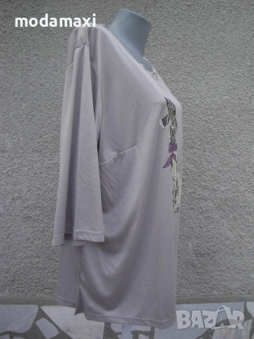 3XL Нова  блуза Little Rose с мопс , снимка 6 - Туники - 55270287