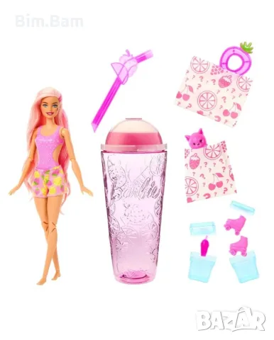 Оригинална ароматизирана кукла в чаша Barbie® Pop Reveal Fruit Series - ягодова лимонадa /диня, снимка 2 - Кукли - 55380732