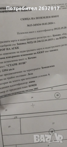 Продавам 7 декара лозя 6 та категория, в землището на село Кочово, два парцела дели ги път.