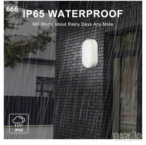 18 W LED 4000 K IP65 Овална стенна лампа с бяла рамка за вътрешна и външна употреба, снимка 4 - Други - 54011464