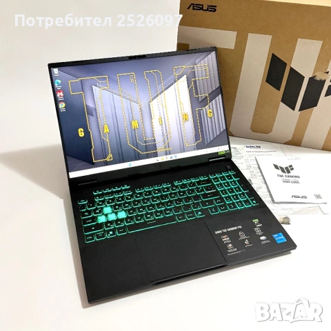 ASUS TUF F16/165Hz FHD+/RTX 5060/i5-14450HX/16GB DDR5/1TB/Гаранция 4г./RGB, снимка 2 - Лаптопи за игри - 54454154