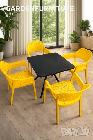 Висококачествен елегантен комплект маса + 4 или 6 стола 3 цвята мод.10