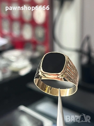Златен мъжки пръстен с камък 5,53 грама 14 карата, снимка 4 - Пръстени - 54023086