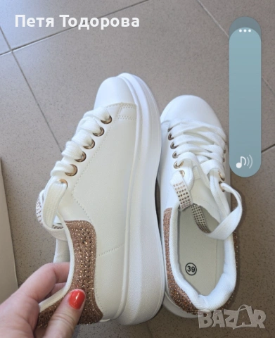 Чисто нови бели кецове с камъчета, снимка 4 - Кецове - 54072216