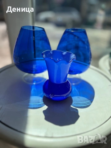Прекрасни чаши за бренди💙 Големи, сини и много красиви Красив и много плътен звук при наздравица 