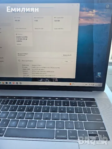 Macbook Pro 15  SixCore Core i7, 32 GB Ram, 512Gb SSD, 4Gb AMD Video,  Mac Os, Win 11, снимка 10 - Лаптопи за дома - 55688551