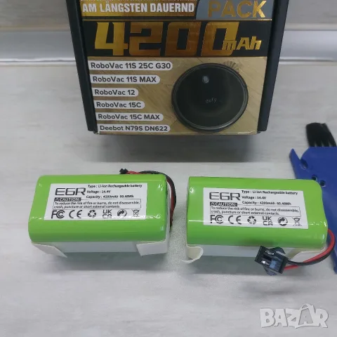 Комплект 2 бр. Батерии за Роботи Прахосмукачки EGR 4200mAh, 14.4V (за Eufy / Deebot), снимка 3 - Прахосмукачки - 55656849