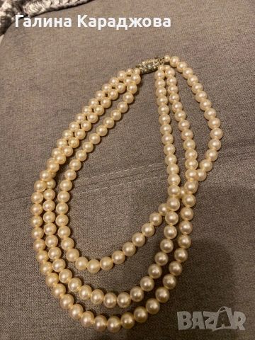 Огърлица с изкуствени перли тройна 