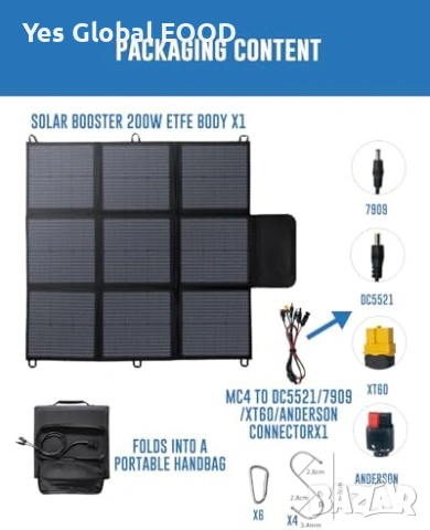 Yinleader сгъваем соларен панел 200W IP67 MC4, снимка 4 - Друга електроника - 55103109
