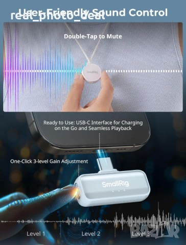 безжични микрофони SMALLRIG S60 – ЧИСТО НОВИ, неразопаковани - 2бр + приемник, снимка 6 - Микрофони - 53960850