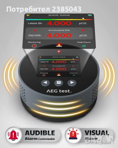 Radon detector AEG Test детектор за радон, снимка 4 - Други инструменти - 54568311