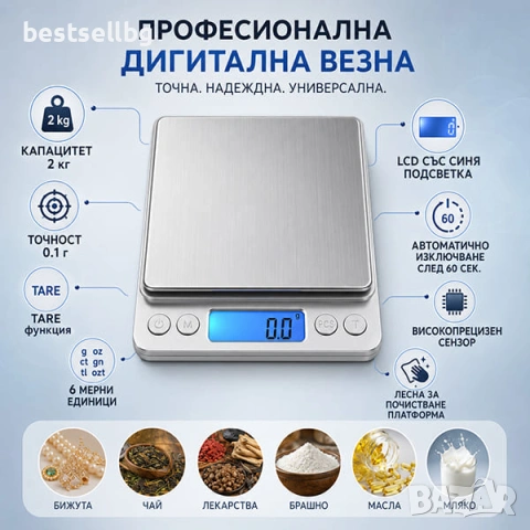 Прецизна електронна везна за храна кафе лекарства мини кухненска точна, снимка 2 - Везни - 42822817
