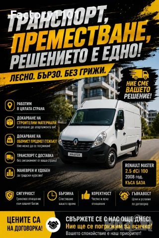 Транспорт и пренасяне на багаж, мебели и строителни материали