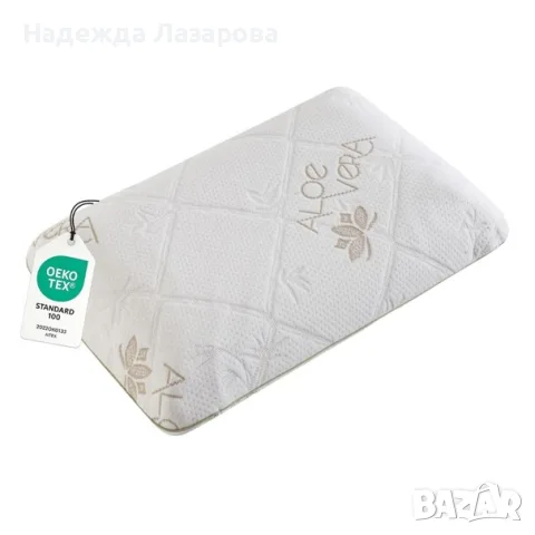 Възглавница от мемори пяна 70x40x12 см ергономична вискоеластична калъф с алое вера – бяла, снимка 5 - Възглавници - 55590917