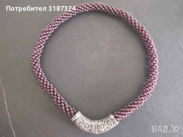 Великолепно колие от естествен камък: Гранат и сребро 