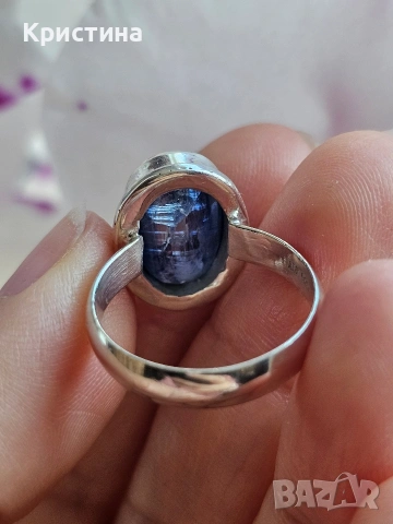 Красив сребърен пръстен с Кианит, снимка 5 - Пръстени - 54235067
