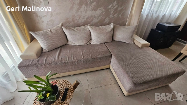 Разтегателен Диван 255х157 см бежов., снимка 3 - Дивани и мека мебел - 54220736