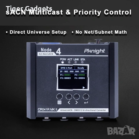 Pknight CR041R MK II Art-Net/sACN към DMX512 конвертор – 4-портов двупосочен DMX Node с PoE..., снимка 2 - Друга електроника - 55143555