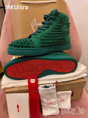 Christian Louboutin Spikes High Green - Размер 44 Мъжки, снимка 4 - Официални обувки - 54493197