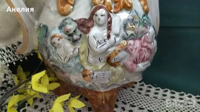 Каподимонте Италия съд голям с капак красота , снимка 5 - Декорация за дома - 55669753