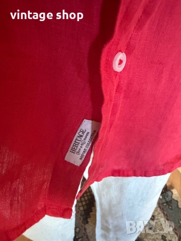 Мъжка ленена риза с къс ръкав Heritage, снимка 2 - Ризи - 54321704