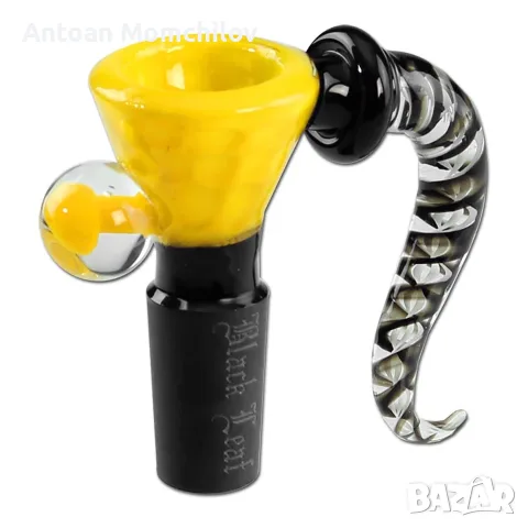 Чашка за водна лула Black Leaf Dots Yellow SG19
