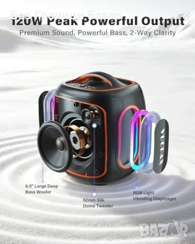 Нова Преносима Bluetooth Колона 120W Subwoofer TWS RGB 30 часа Батерия Високоговорил, снимка 2 - Тонколони - 54478513