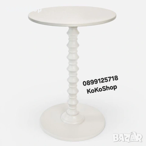 Помощна масичка – бяла, кръгла, декоративна, снимка 3 - Маси - 55185372