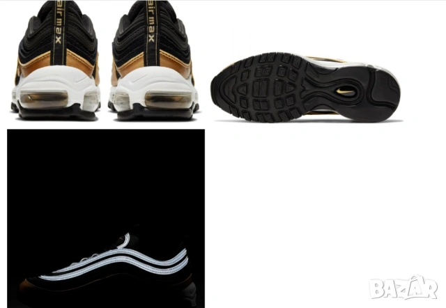 Nike Air Max 97 GS Kids Black/Metallic Gold номер 36 оригинални маратонки , снимка 4 - Детски маратонки - 54633665