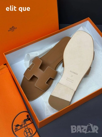 висококачествени чехли от естествена кожа hermes с оригинална кутия и торбичка , снимка 3 - Чехли - 55233505