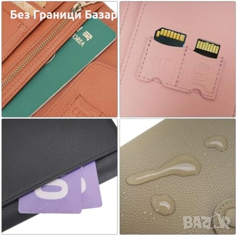 Нов Портфейл за паспорт от естествена кожа RFID органайзер с джоб за карти и монети, снимка 7 - Други - 53970480