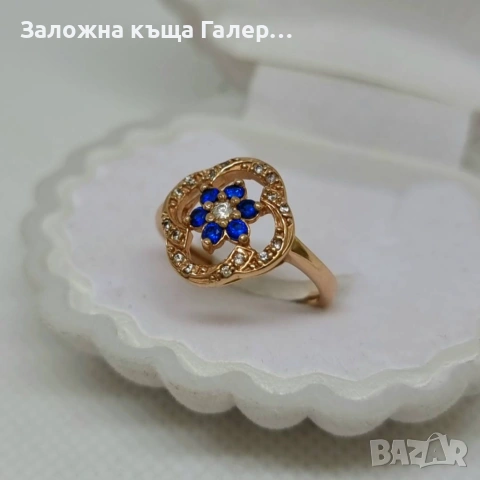 Стилен златен пръстен с фианити – 585, 2,99г, снимка 2 - Пръстени - 54215177