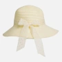 Дамска сламена шапка offwhite с панделка на точки_1261120, снимка 1