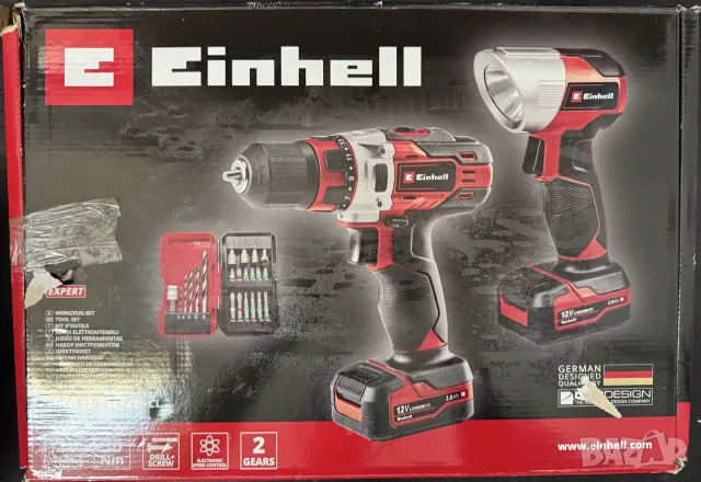 Комплект безжични винтоверт и фенер Einhell
TE-CD 12/1 Li +22+CL (2x2.0Ah), снимка 6 - Винтоверти - 55348713