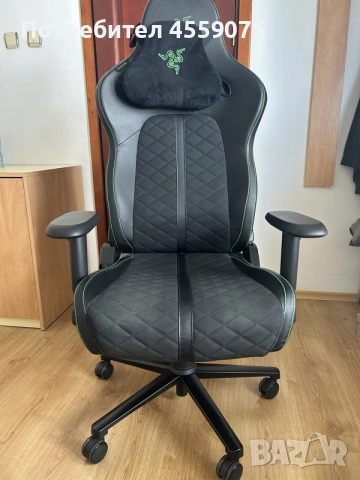 Стол Gaming Razer Enki X, Черен/Зелен с възглавничка за глава, снимка 4 - Столове - 55341628