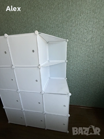 Модулен гардероб Time Trade, 9 рафта, 147x111x47 см, Бял, снимка 3 - Гардероби - 54290502
