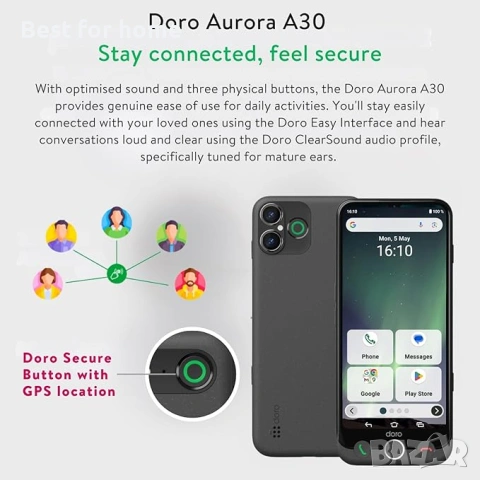 Doro - Aurora A30 смартфон - мобилен телефон за възрастни хора, снимка 4 - Други - 54376301