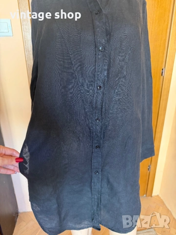 Черна ленена туника Escada Sport, размер S, снимка 3 - Туники - 54099206