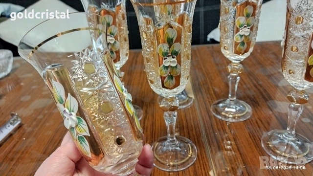 кристални чаши Бохемия Чехословакия , снимка 6 - Антикварни и старинни предмети - 54011301