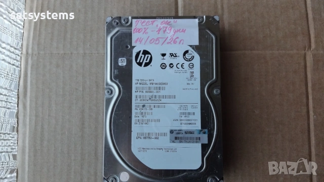Хард диск HP MB1000GCWCV 1TB SATA 6.0Gb/s, снимка 2 - Твърди дискове - 54556861