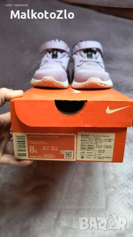 Nike, Спортни обувки Revolution 5 от кожа и текстил, Лилав/Сив, снимка 3 - Детски обувки - 54667873
