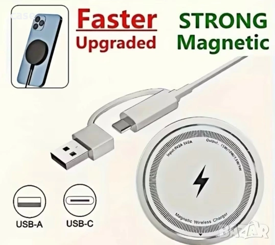 Магнитно безжично зарядно Magsafe,безжична станция 2цвята, снимка 4 - Безжични зарядни - 54394686